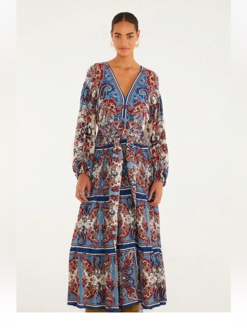 Nwt Farm Rio Blue Paisley Scarf Print Dress